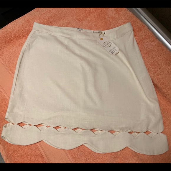scalloped hem mini skirt scallop cut out skirt size M - Picture 12 of 13